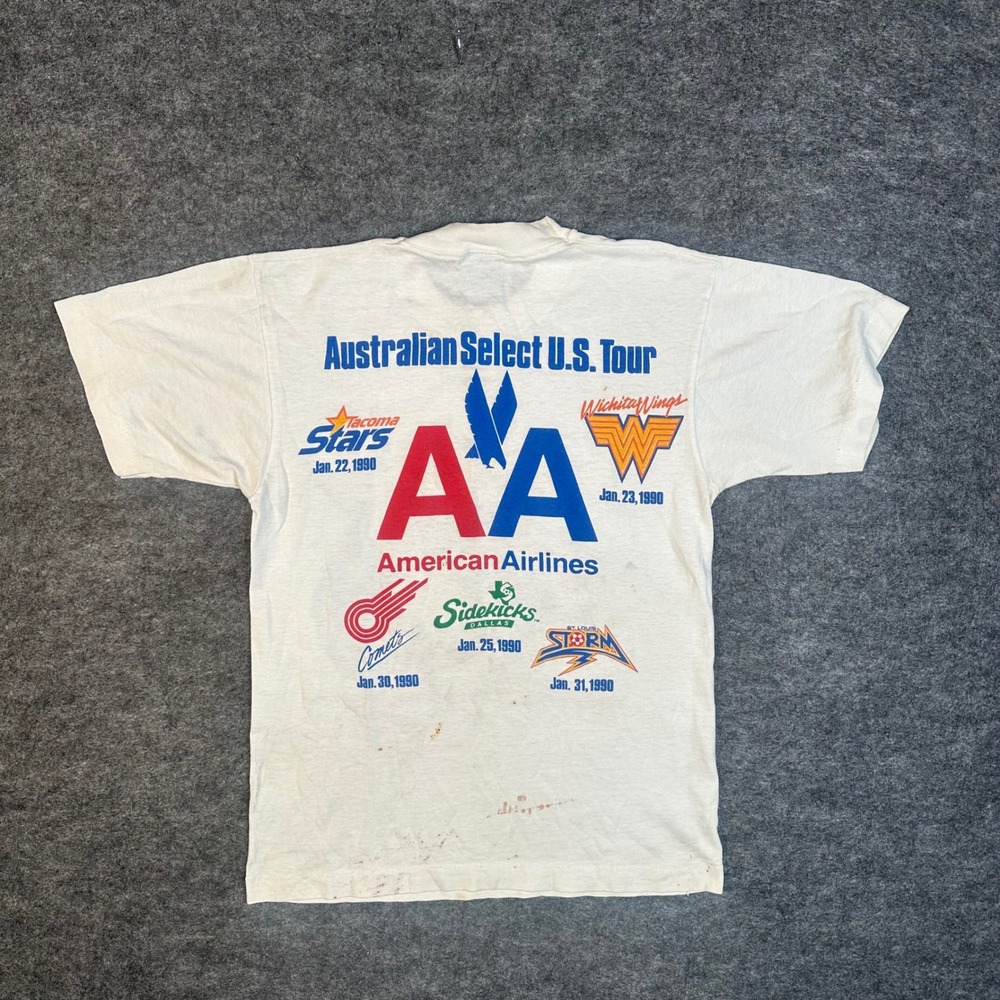 VTG 90s Single Stitch American Airlines Australian Soccer Shirt Small - Picture 9 of 14